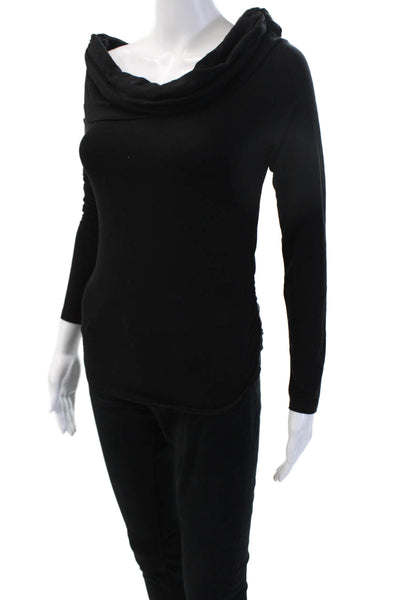 Reformation Women Black Basic Long Sleeve Top 88% Tencel Lyocell Spandex Size S