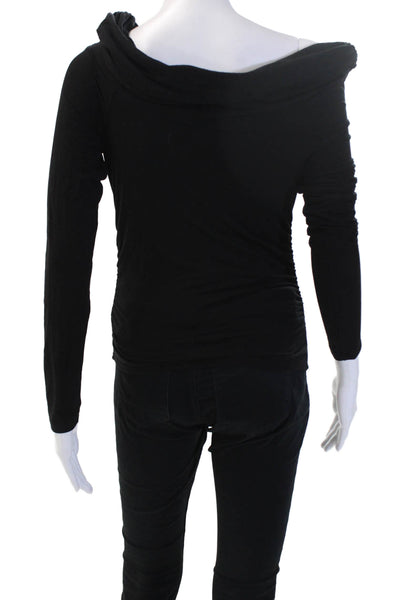 Reformation Women Black Basic Long Sleeve Top 88% Tencel Lyocell Spandex Size S
