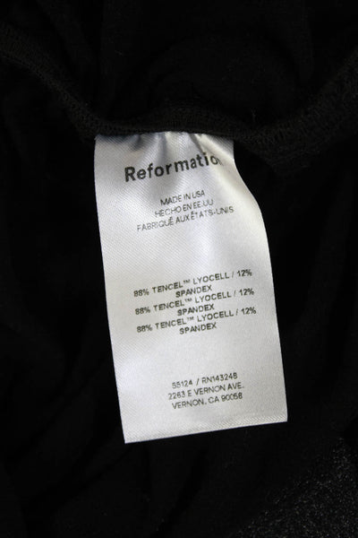 Reformation Women Black Basic Long Sleeve Top 88% Tencel Lyocell Spandex Size S