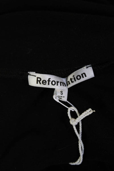 Reformation Women Black Basic Long Sleeve Top 88% Tencel Lyocell Spandex Size S