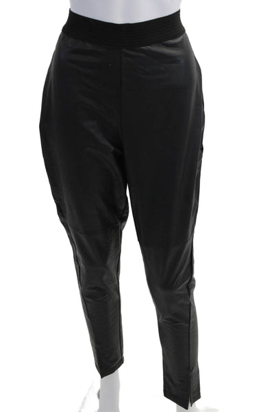 French Connection Womens Black Jogger Pants Biker Zip 88%Poly Size L