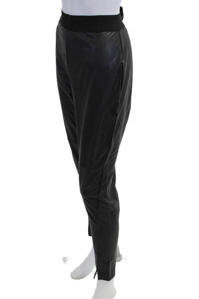 French Connection Womens Black Jogger Pants Biker Zip 88%Poly Size L