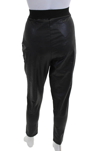 French Connection Womens Black Jogger Pants Biker Zip 88%Poly Size L