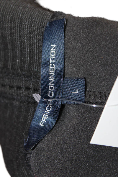 French Connection Womens Black Jogger Pants Biker Zip 88%Poly Size L