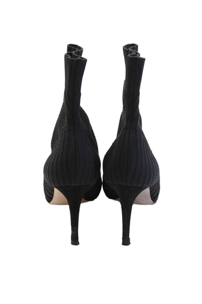 Gianvito Rossi Womens Pointed Toe Heel Sock Booties Black Size EUR 38.5