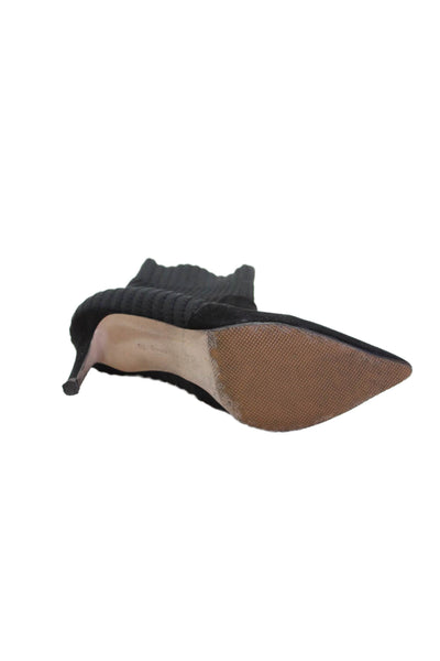 Gianvito Rossi Womens Pointed Toe Heel Sock Booties Black Size EUR 38.5