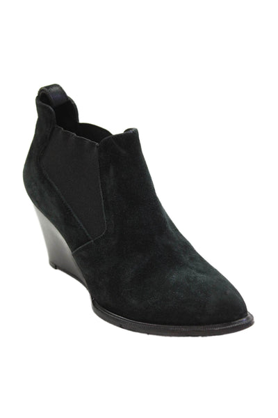 Robert Clergerie Womens Suede Textured Lined Wedge Booties Green Size EUR 36.5