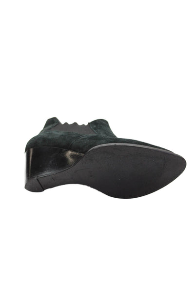 Robert Clergerie Womens Suede Textured Lined Wedge Booties Green Size EUR 36.5