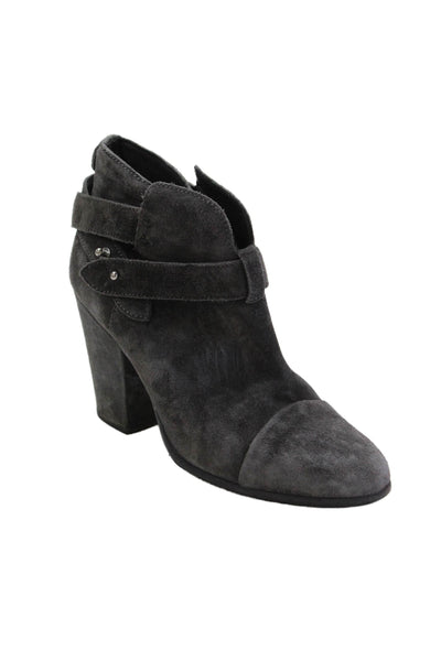 Rag & Bone Womens Textured Suede Blocl Mini Booties Gray Size EUR 37
