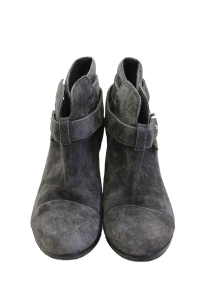 Rag & Bone Womens Textured Suede Blocl Mini Booties Gray Size EUR 37