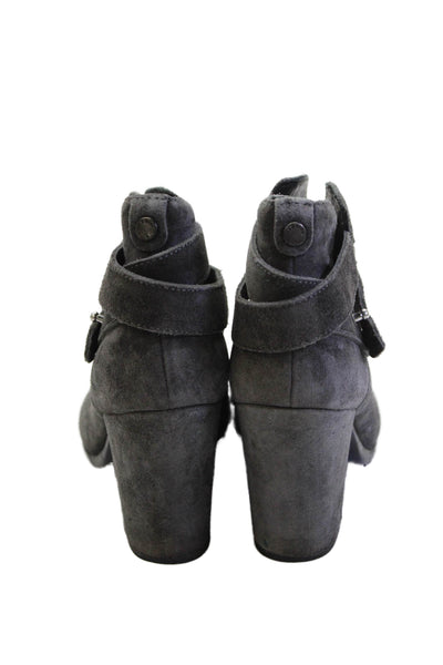 Rag & Bone Womens Textured Suede Blocl Mini Booties Gray Size EUR 37