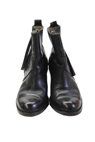 Acne Womens Rounded Toe Zip Block Heel Booties Black Size EUR 38