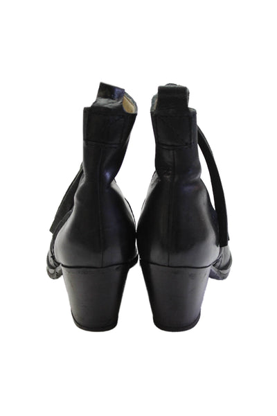 Acne Womens Rounded Toe Zip Block Heel Booties Black Size EUR 38