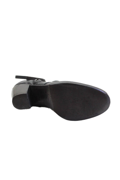 Acne Womens Rounded Toe Zip Block Heel Booties Black Size EUR 38
