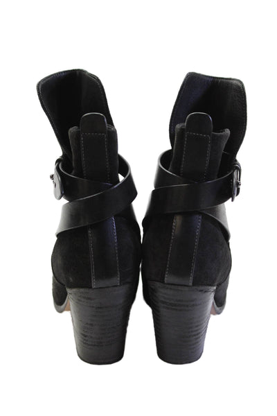 Rag & Bone Womens Buckle Lined Block Booties Black Size EUR 38.5