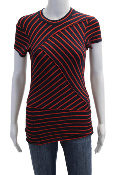 Rachel Comey Womens Striped Jersey T-Shirt Dark Blue Crew Neck Size 4