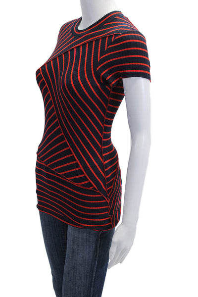 Rachel Comey Womens Striped Jersey T-Shirt Dark Blue Crew Neck Size 4