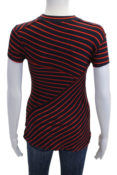 Rachel Comey Womens Striped Jersey T-Shirt Dark Blue Crew Neck Size 4