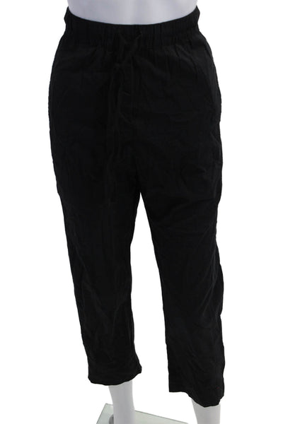 Xirena Womens Cropped Jogger Pants Black Drawstring Cotton Size S