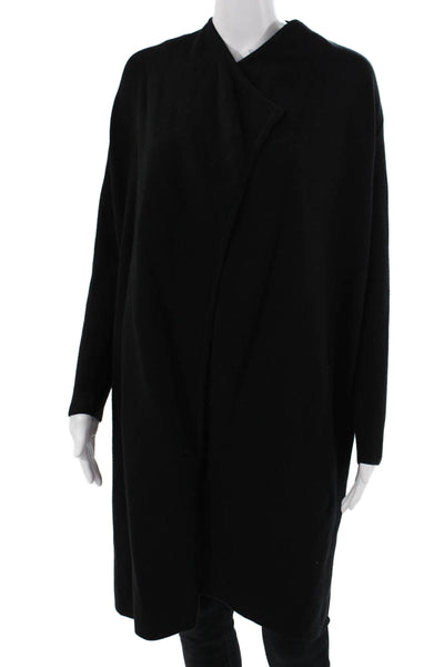 Chic Wish Women Overcoat Black Wool Blend Long Sleeve Classic Size M