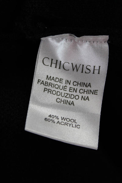 Chic Wish Women Overcoat Black Wool Blend Long Sleeve Classic Size M