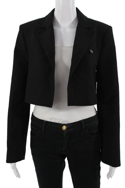 Zara Womens Classic Black Polyester Blazer Collared Long Sleeve Size S