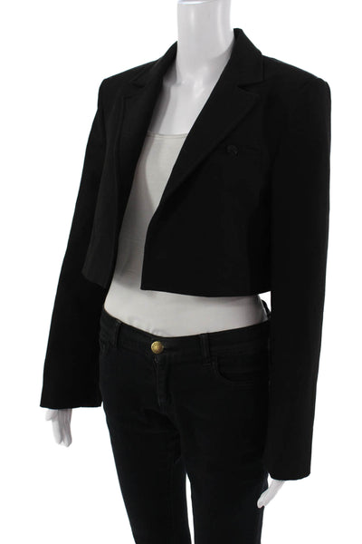Zara Womens Classic Black Polyester Blazer Collared Long Sleeve Size S