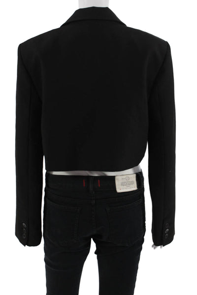 Zara Womens Classic Black Polyester Blazer Collared Long Sleeve Size S