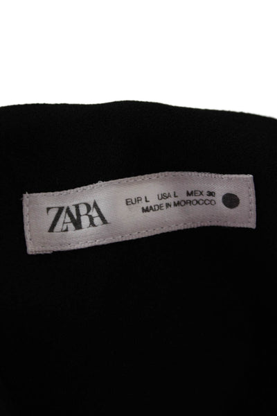 Zara Women Black Basic Button-Up Long Sleeve Top Size L