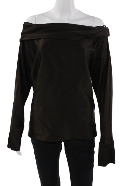 Zara Women Black Solid Long Sleeve Blouse Acetate Viscose Size S
