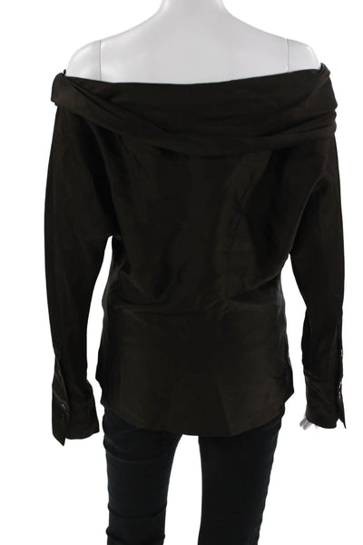 Zara Women Black Solid Long Sleeve Blouse Acetate Viscose Size S