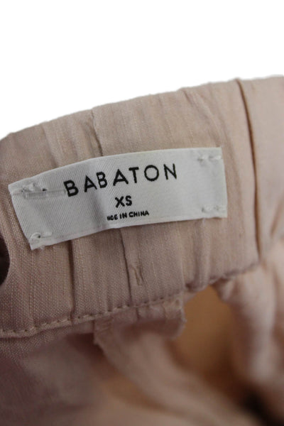 Babaton Womens Cropped Jogger Pants Beige Drawstring Linen Blend Size XS