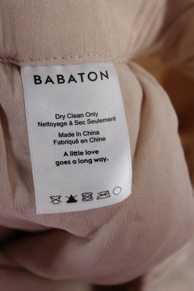 Babaton Womens Cropped Jogger Pants Beige Drawstring Linen Blend Size XS