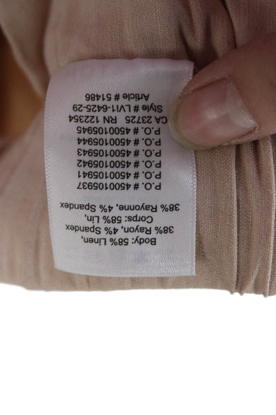 Babaton Womens Cropped Jogger Pants Beige Drawstring Linen Blend Size XS