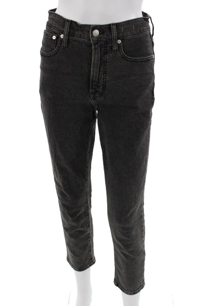 Madewell Womens Ankle Cropped Dark Gray Mid Rise Button Jeans Size 24P