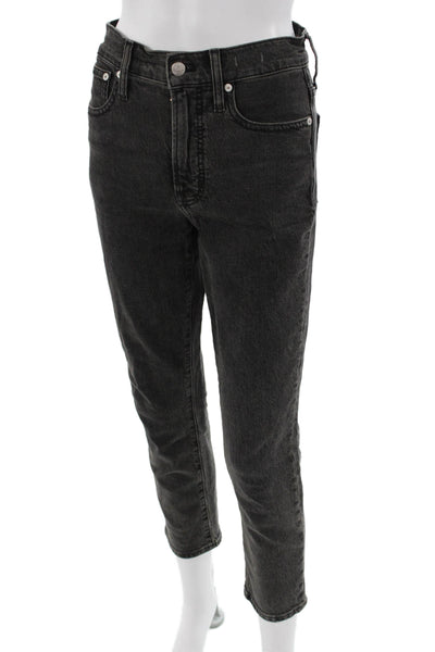 Madewell Womens Ankle Cropped Dark Gray Mid Rise Button Jeans Size 24P