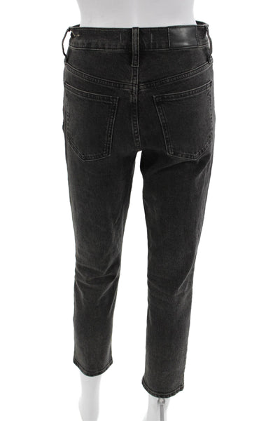 Madewell Womens Ankle Cropped Dark Gray Mid Rise Button Jeans Size 24P