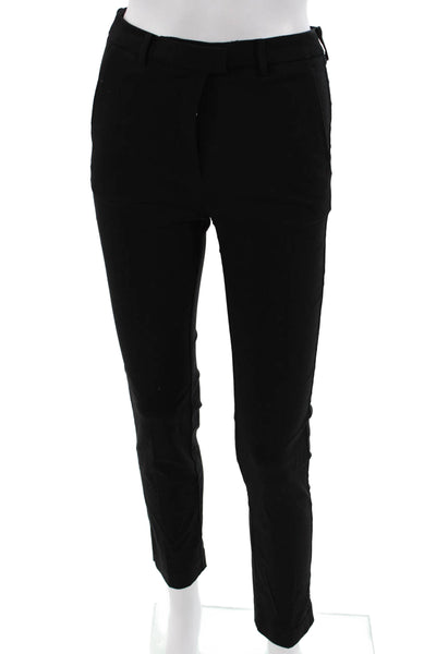 MNG Women Ankle Cropped Dress Pants Black Button Viscose 28in Size 4