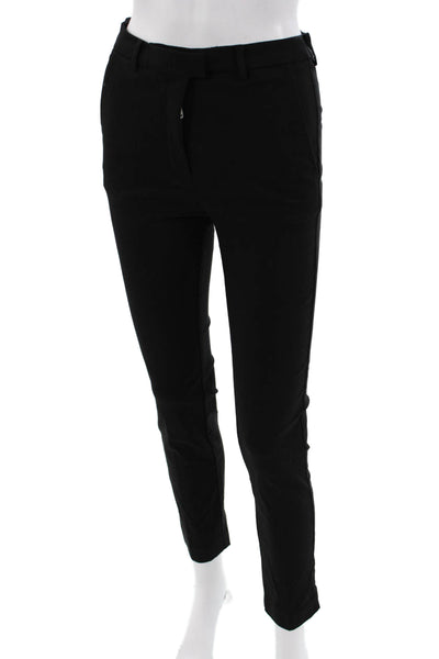 MNG Women Ankle Cropped Dress Pants Black Button Viscose 28in Size 4