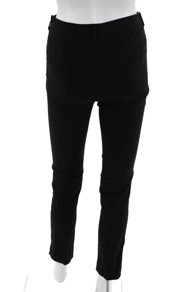 MNG Women Ankle Cropped Dress Pants Black Button Viscose 28in Size 4