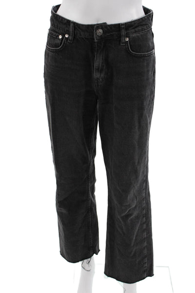Zara Womens Cropped Straight High Rise Dark Gray Jeans Size 4
