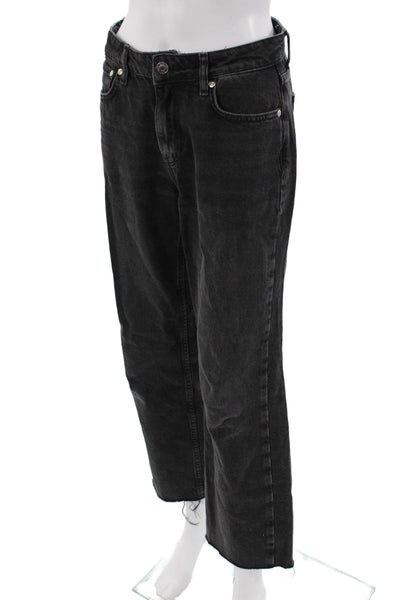 Zara Womens Cropped Straight High Rise Dark Gray Jeans Size 4