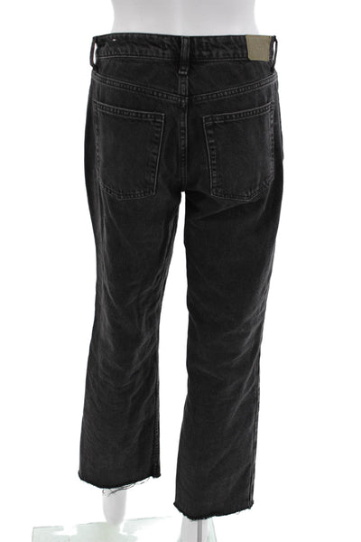 Zara Womens Cropped Straight High Rise Dark Gray Jeans Size 4