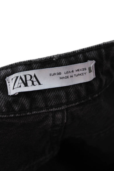 Zara Womens Cropped Straight High Rise Dark Gray Jeans Size 4
