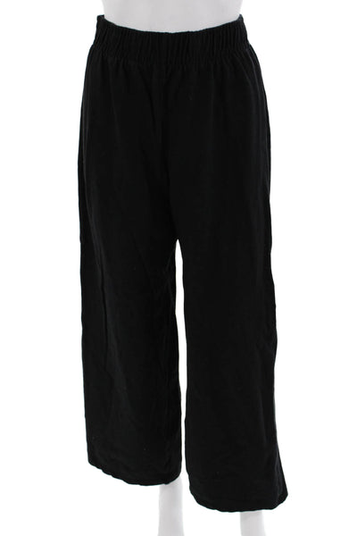 Zara Women Cropped Sweatpants Black 100% Cotton Bohemian Size S