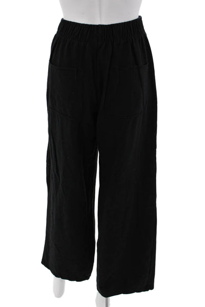Zara Women Cropped Sweatpants Black 100% Cotton Bohemian Size S