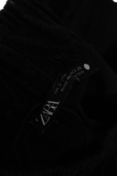 Zara Women Cropped Sweatpants Black 100% Cotton Bohemian Size S