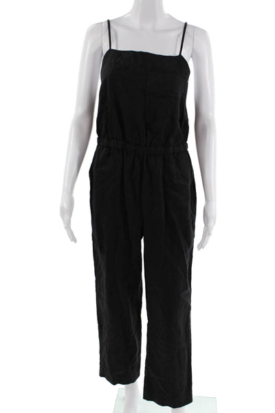 Everlane Womens Black Linen Square Neck Sleeveless Jumpsuit Size XS