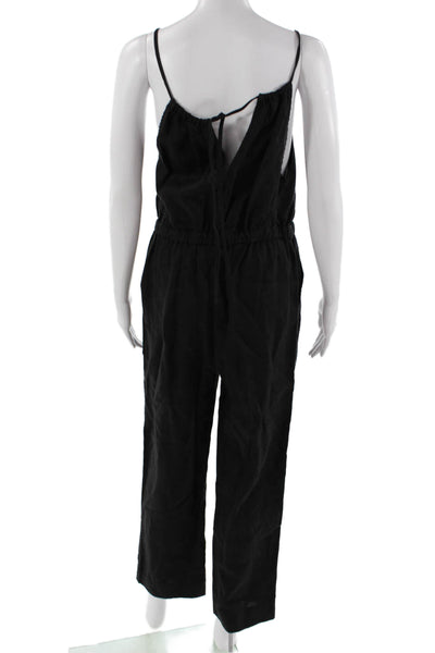 Everlane Womens Black Linen Square Neck Sleeveless Jumpsuit Size XS