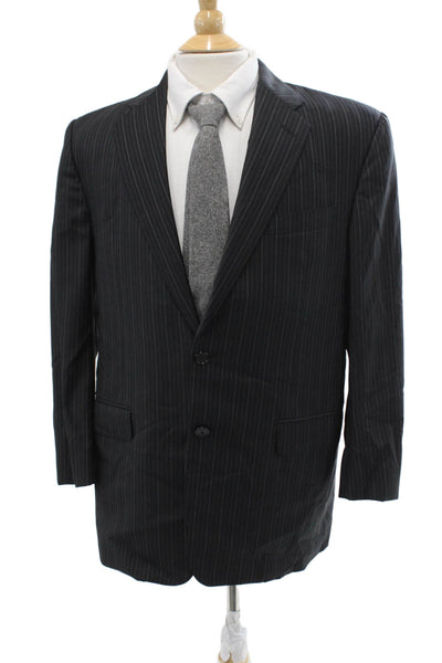 Hickey Freeman Mens Striped Dark Gray 2-Piece Suit Jacket Size 40